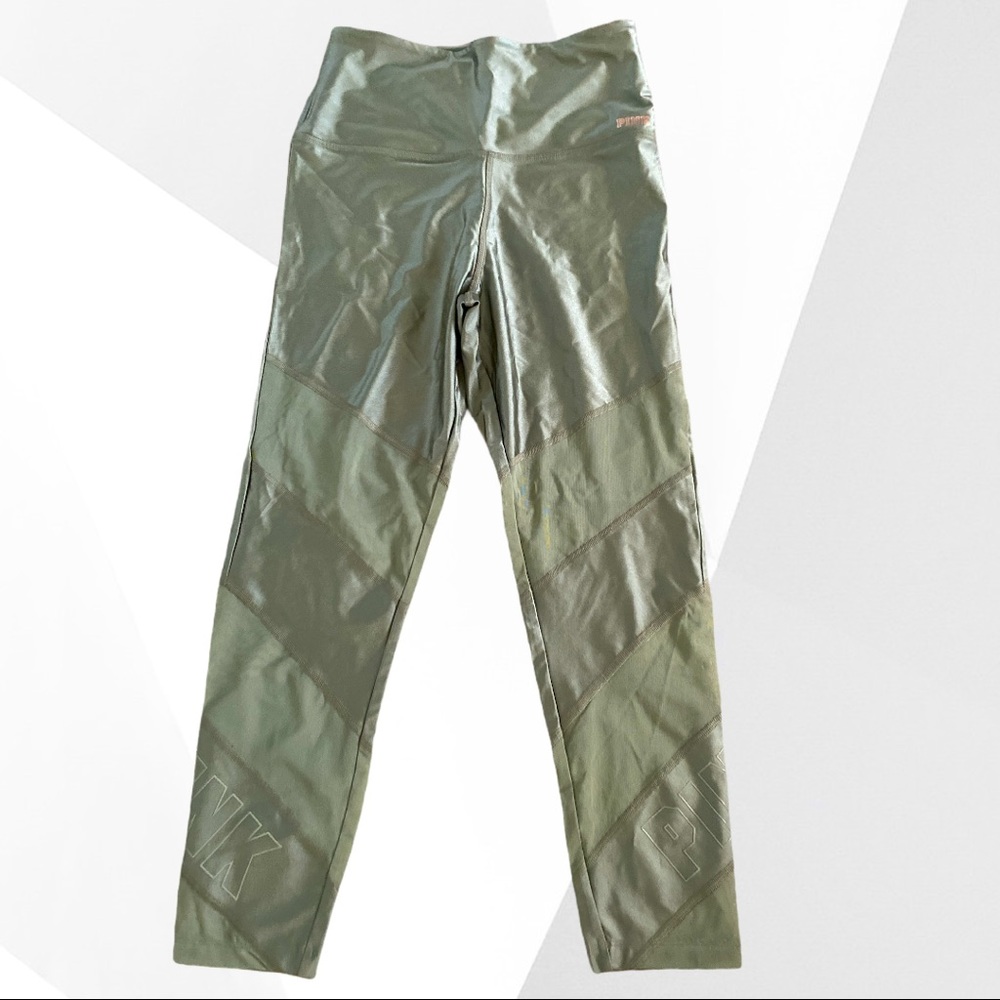 VS PINK Ultimate Legging Logo Crop Mesh Green ✨